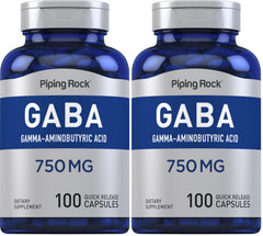 Piping Rock GABA 750mg bottle with 100 capsules — Pack of 2