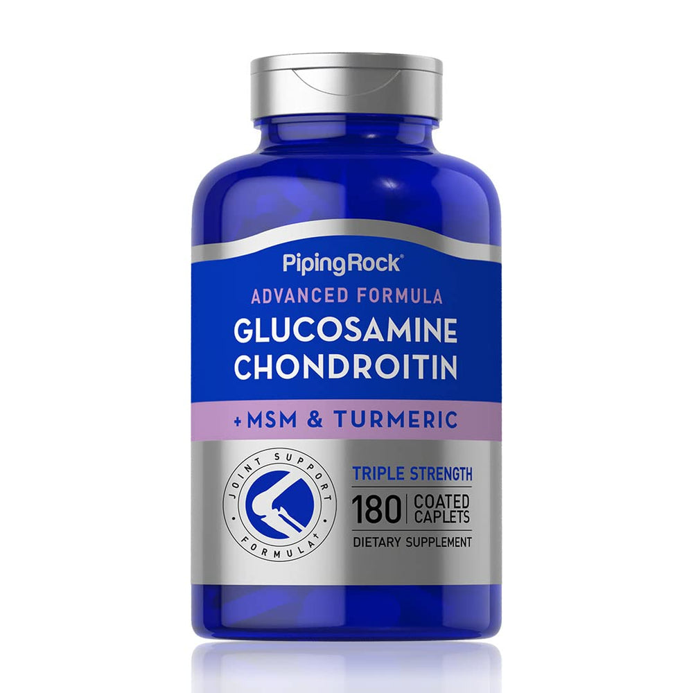 Piping Rock Glucosamine Chondroitin MSM Turmeric 180 Caplets bottle front view