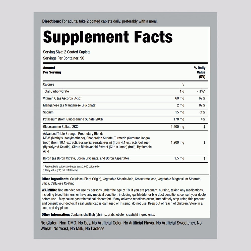 Nutritional supplement label close-up highlighting triple-strength formula