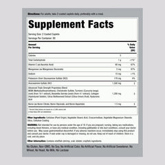 Nutritional supplement label close-up highlighting triple-strength formula