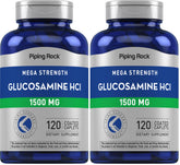 Bottle of Piping Rock Glucosamine HCL 1500mg Mega Strength with label