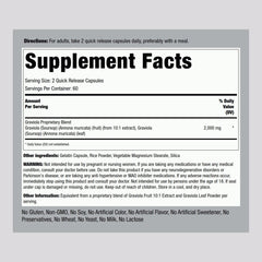 Front label of Graviola Soursop Capsules bottle