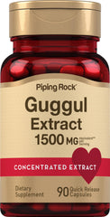Piping Rock Guggul supplement bottle highlighting 1500 mg potency for daily use.