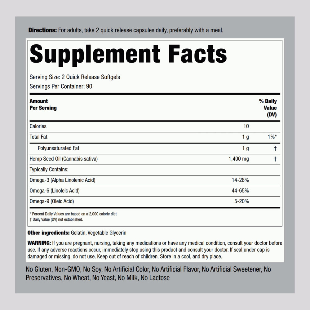 Piping Rock Hemp Oil Capsules bottle with 180 softgels