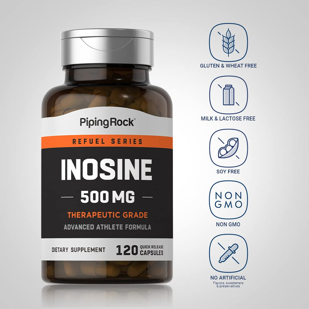 Piping Rock Inosine 500mg 120 capsules scene for convenient ongoing use.