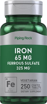 Piping Rock Iron Ferrous Sulfate 65 mg bottle