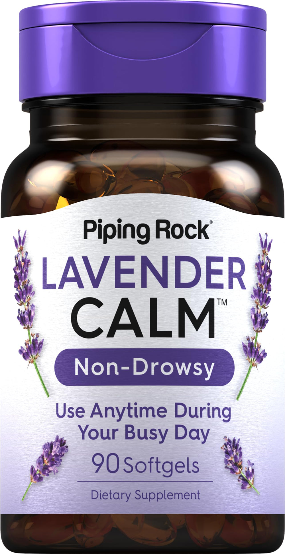 Piping Rock Lavender Calm Pills bottle with 90 softgels