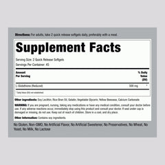 Label close-up: Liposomal Glutathione 500mg