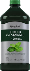 Front view of Piping Rock Liquid Chlorophyll 100mg Mint 16oz bottle