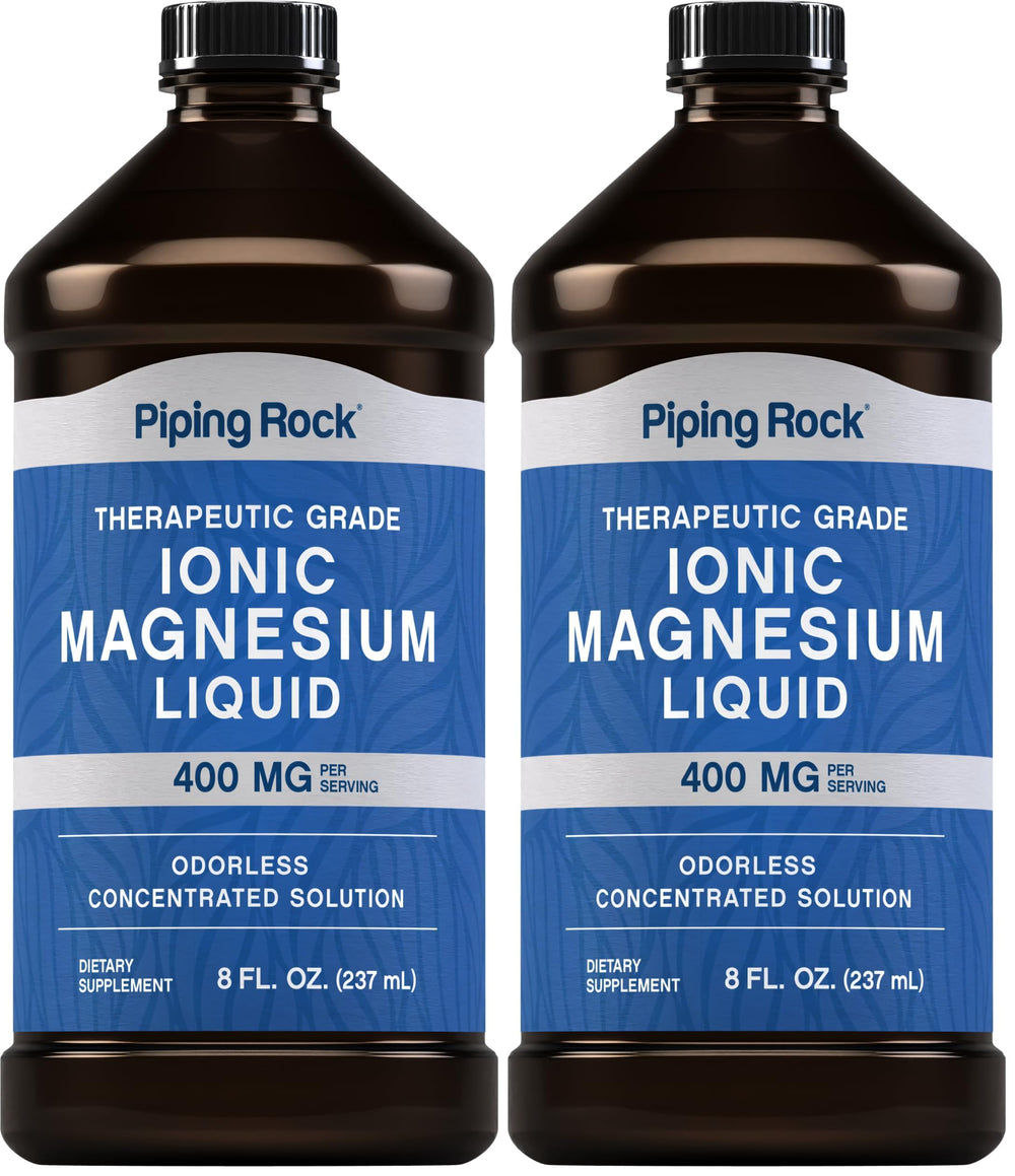Piping Rock Liquid Ionic Magnesium 400 mg per serving bottle, 8 oz, Pack of 2 - front view