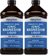Piping Rock Liquid Ionic Magnesium 400 mg per serving bottle, 8 oz, Pack of 2 - front view