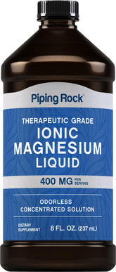 Piping Rock Liquid Ionic Magnesium bottle showing 400 mg per serving