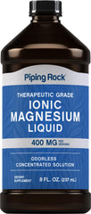 Piping Rock Liquid Ionic Magnesium bottle showing 400 mg per serving