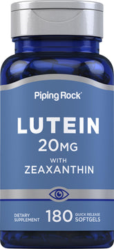Piping Rock Lutein and Zeaxanthin supplement bottle containing 180 softgels