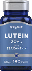 Piping Rock Lutein and Zeaxanthin supplement bottle containing 180 softgels