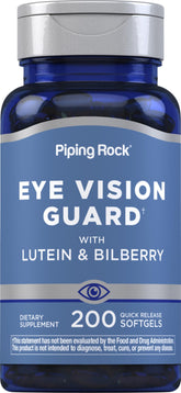 Piping Rock Lutein & Zeaxanthin softgels bottle with Bilberry Extract