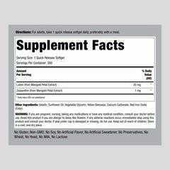 Supplement bottle label showing Lutein and Zeaxanthin