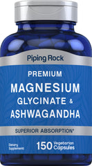 Bottle of Piping Rock Magnesium Glycinate & Ashwagandha – front view