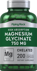 Bottle of Piping Rock Magnesium Glycinate Chelated Capsules - 750mg