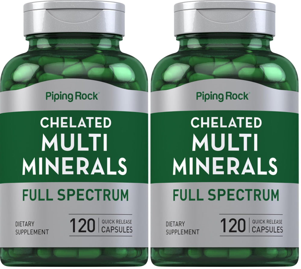 Piping Rock Mega Multi Mineral Chelated Supplement bottle – front view (Pack of 2)
