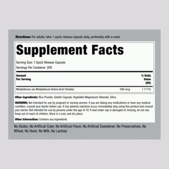 Close-up of Piping Rock Molybdenum 500 mcg label