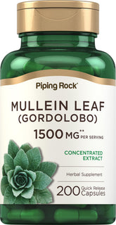 Bottle of Piping Rock Mullein Leaf Extract 1500 mg - 200 capsules
