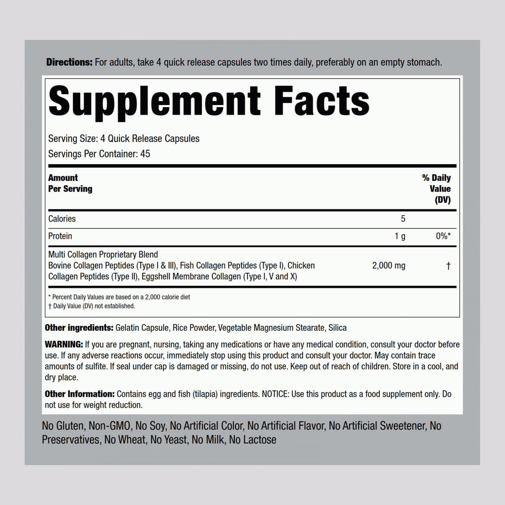 Ingredients and supplement facts panel