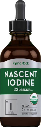 Piping Rock Nascent Iodine Drops Organic bottle front view