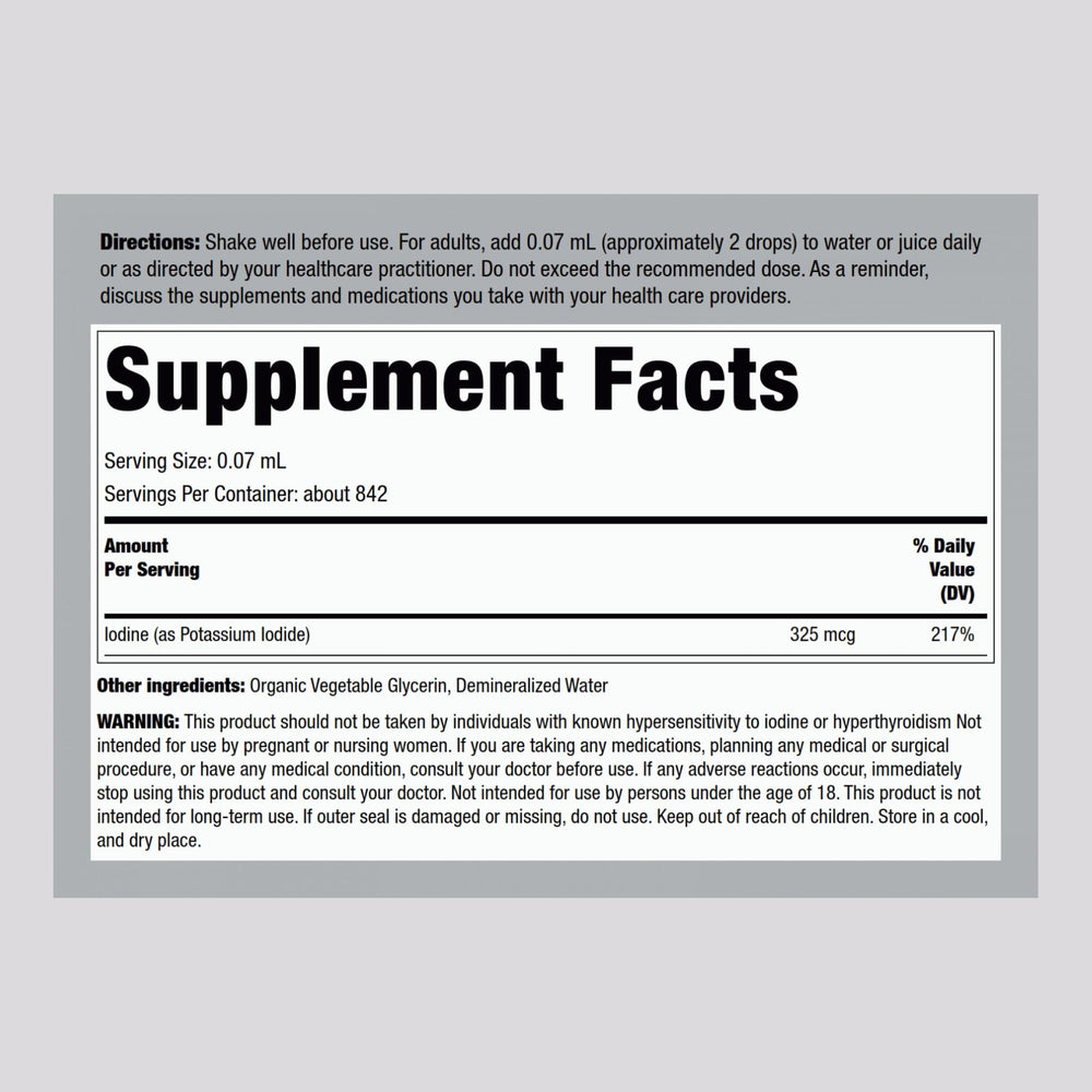 Piping Rock Nascent Iodine Drops Organic bottle with dropper