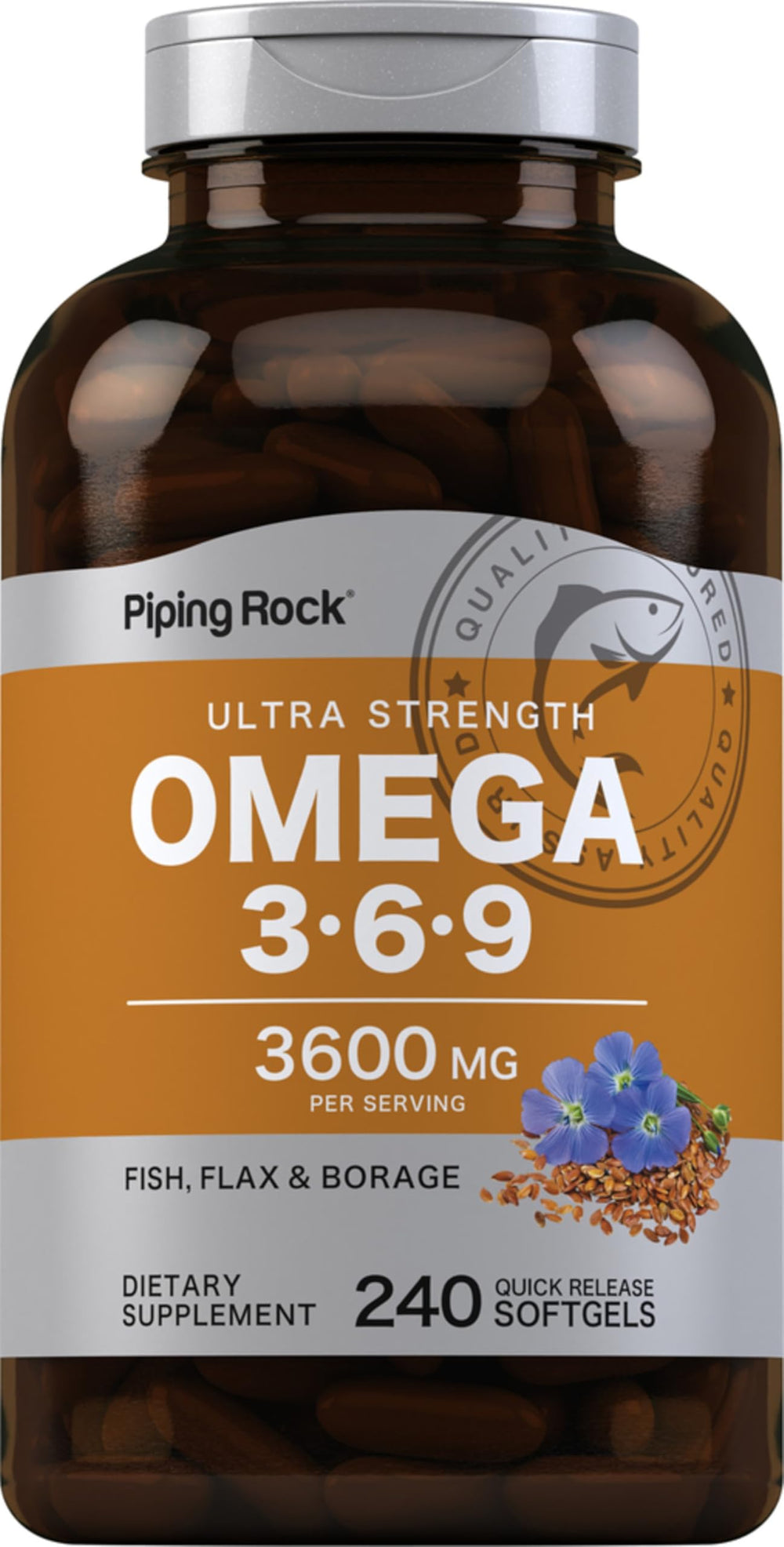 Piping Rock Omega 3-6-9 Ultra Strength Softgels bottle front