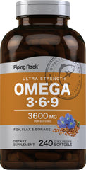 Piping Rock Omega 3-6-9 Ultra Strength Softgels bottle front