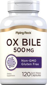 Piping Rock Ox Bile Supplement 500mg bottle – 120 quick-release capsules
