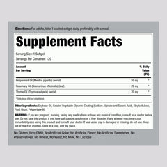 Close-up of peppermint oil softgel capsules