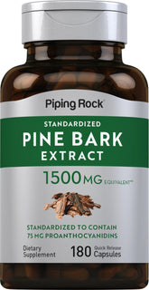 Piping Rock Pine Bark Extract Capsules bottle with 1500mg potency label