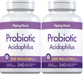 Bottle of Piping Rock Probiotic Acidophilus capsules with label