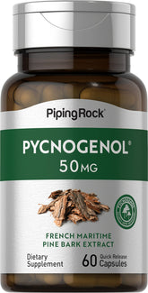 Front view of Piping Rock Pycnogenol 50 mg 60 capsules bottle