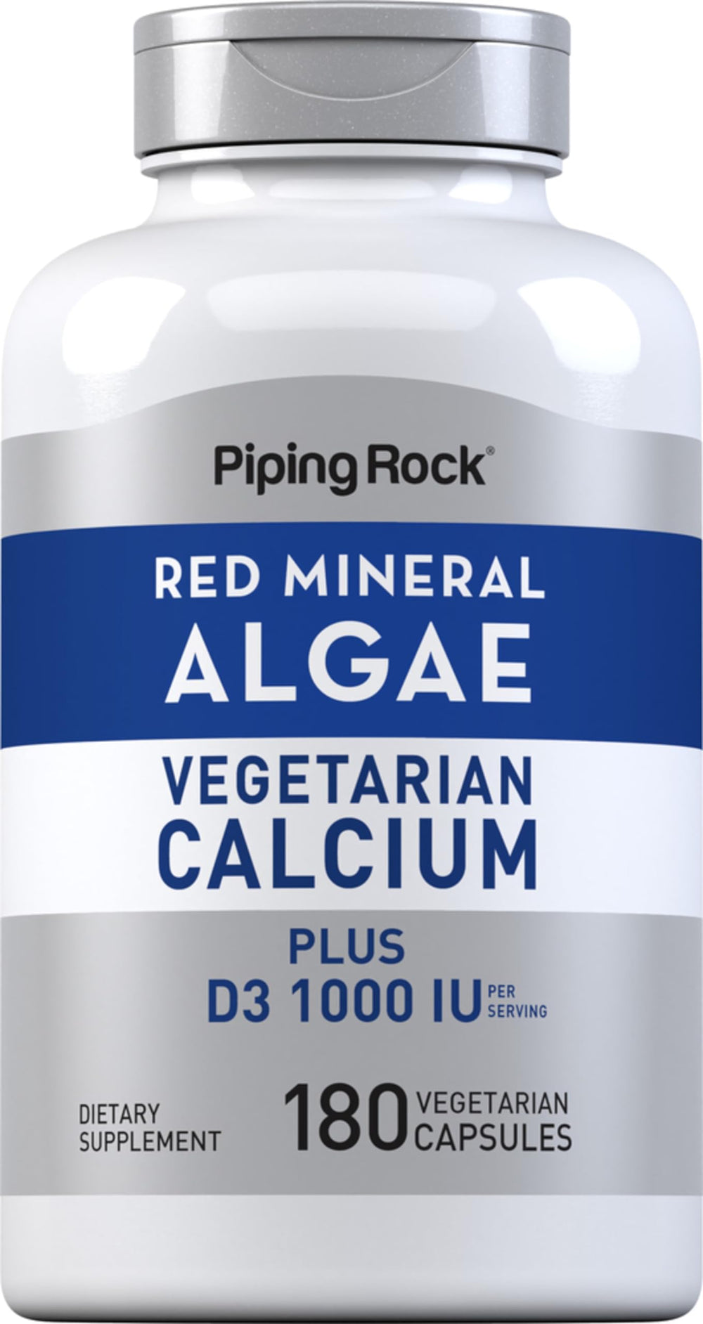 Piping Rock Red Mineral Algae bottle – Vegetarian Calcium, 180 capsules