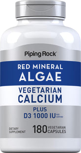 Piping Rock Red Mineral Algae bottle – Vegetarian Calcium, 180 capsules