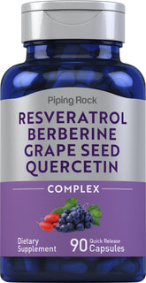 Piping Rock Resveratrol Berberine Grape Seed Quercetin Complex bottle label