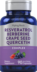 Piping Rock Resveratrol Berberine Grape Seed Quercetin Complex bottle label
