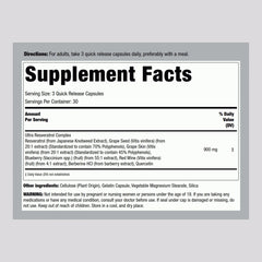 Front view of Piping Rock Resveratrol Berberine Grape Seed Quercetin Complex bottle