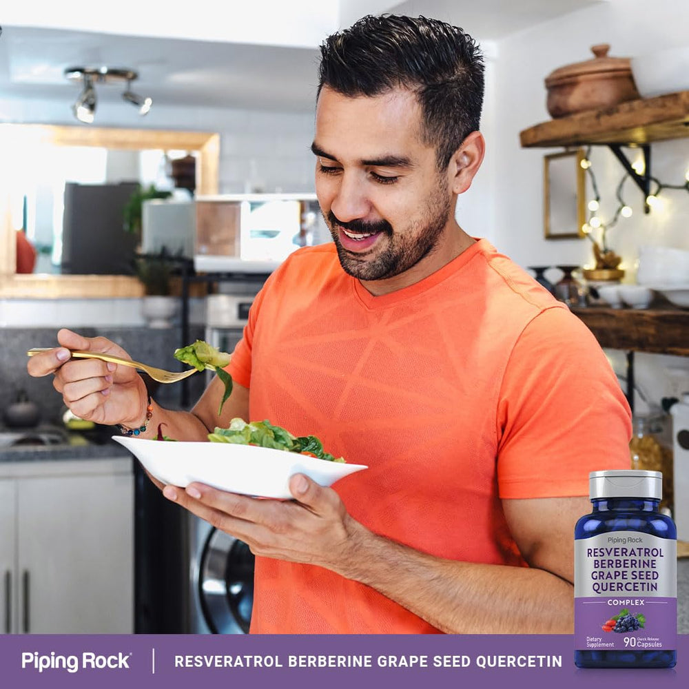 Ingredients include resveratrol, berberine, grape seed and quercetin