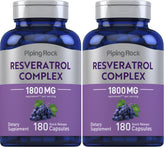 Piping Rock Resveratrol Complex bottle, 1800 mg per serving, 180 capsules, pack of 2