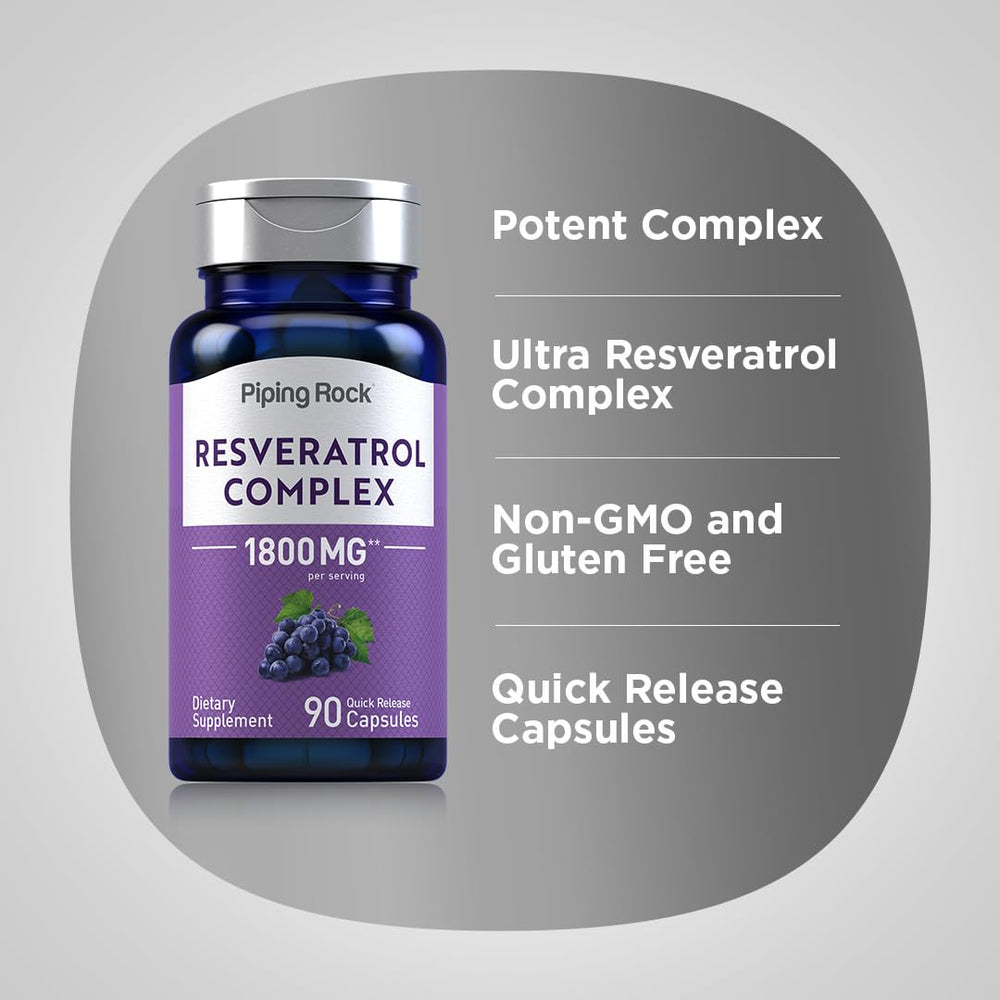 Quick Release Capsules from Piping Rock Resveratrol Complex bottle