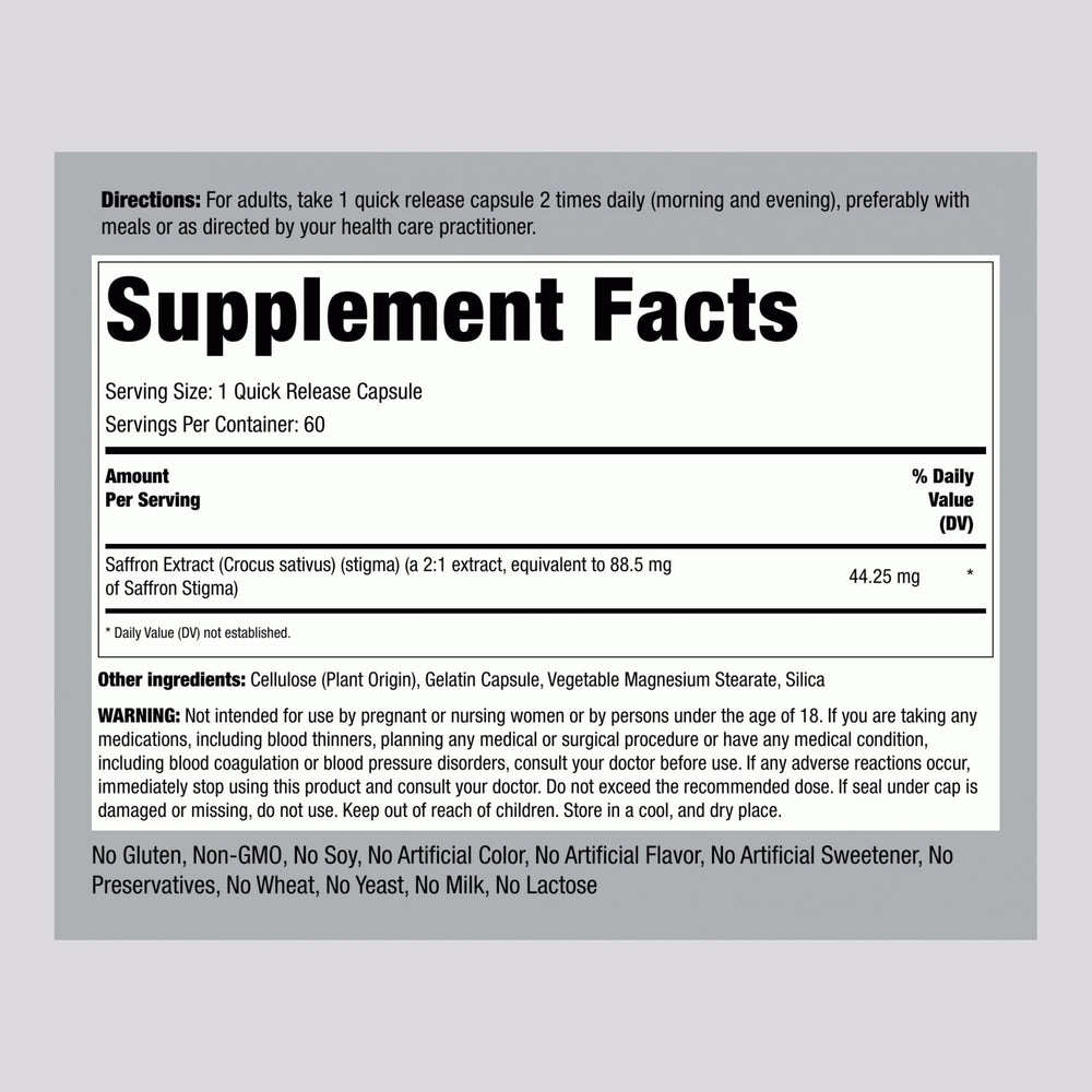 Close-up of saffron extract capsule
