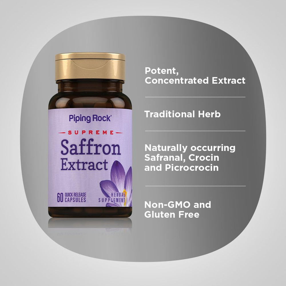 Front view of Piping Rock saffron extract packaging