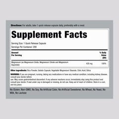 Back label with supplement facts