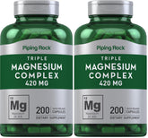 Front label of Piping Rock Triple Magnesium Complex bottle