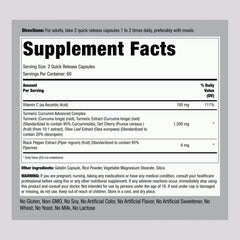Label close-up showing standardized 95% curcuminoid extract