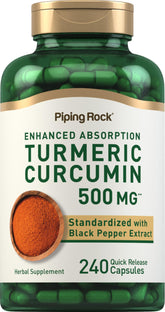 Piping Rock Turmeric Curcumin 500 mg bottle front view